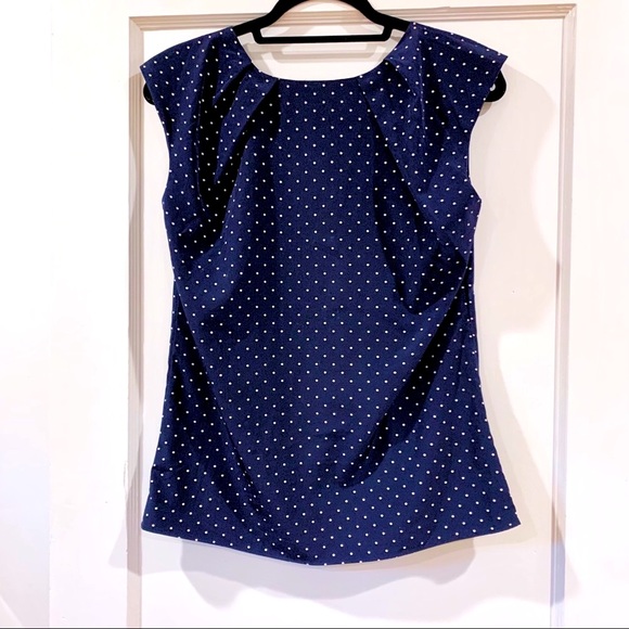 ✨ Navy and White Sleeveless Polka Dot Top - XS - Picture 8 of 10